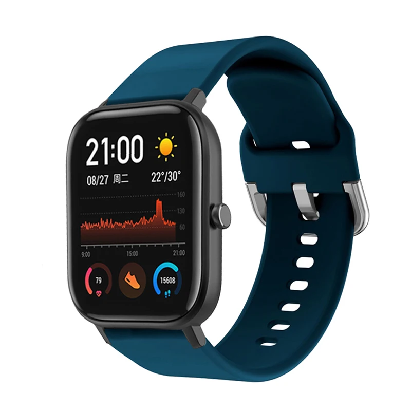 Ремешок силиконовый для amazfit bip Huawei watch GT/2/2e/Pro браслет Samsung Galaxy Watch Active 2 46 мм 42 S3 Frontier