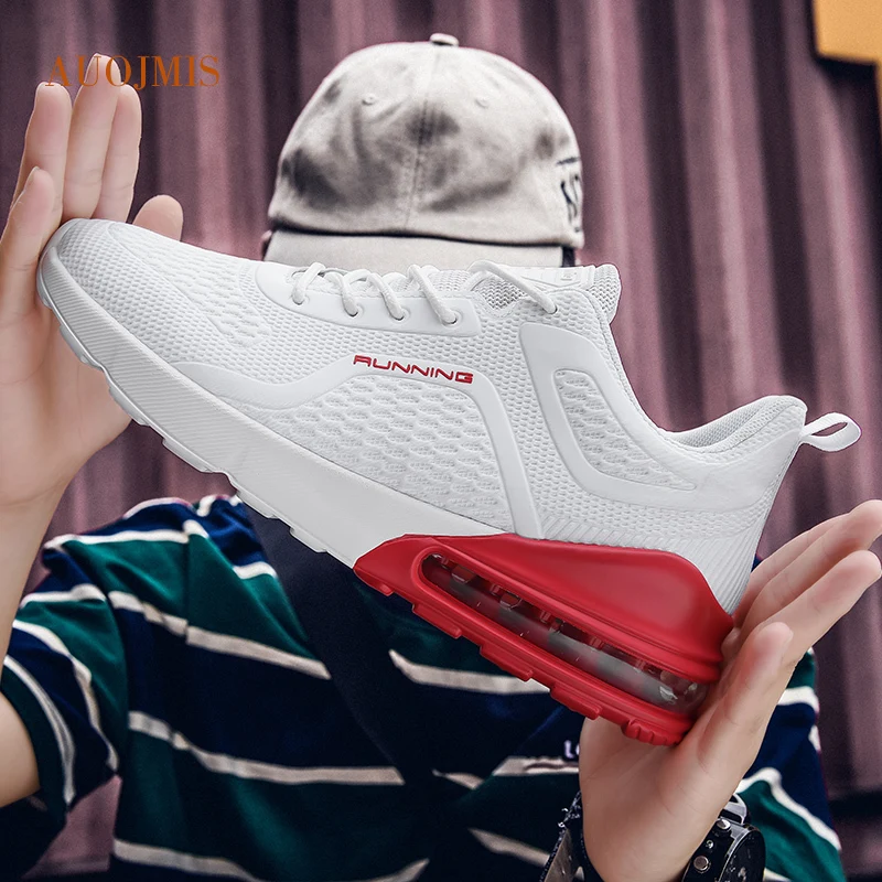 AUOJMIS спортивная обувь большого размера натуральная сетчатая красная беговые