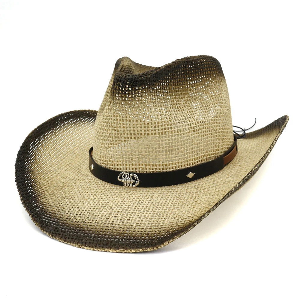 Модные черные ковбойские соломенные шляпы из бумаги в западном стиле с