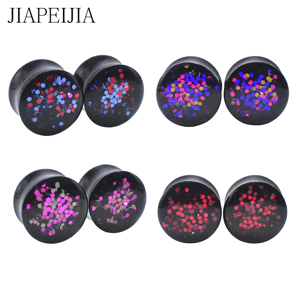 

Twinkl Paillette Acrylic Double Flared Tunnels Ear Plug Gauges Piercings Ear Stretcher Body Jewelry 6-30mm