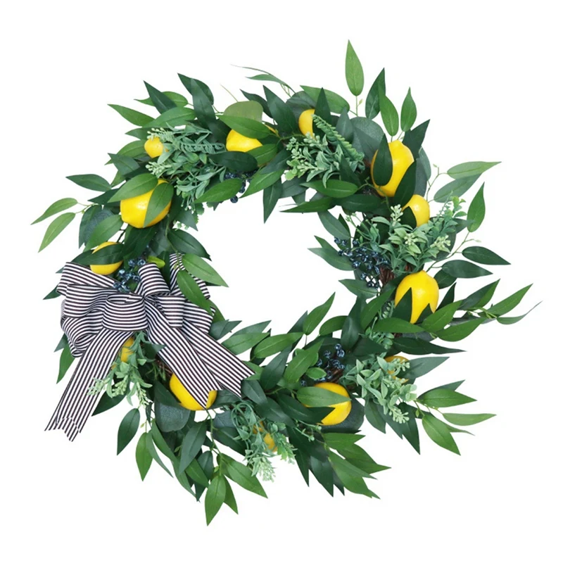 

Artificial Lemon Fruit Wreath Spring Summer Wreath For Front Door Window Wall Wedding Party Office Home Decoration