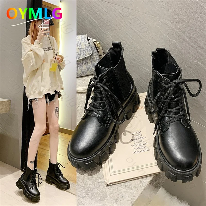 

Женские ботинки Martin в британском стиле, новинка, осень и зима, модные однотонные повседневные женские ботильоны в форме подковы на каблуке