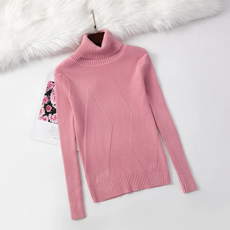 Женский свитер с высоким воротом новинка плотный пуловер джемпер вязаный