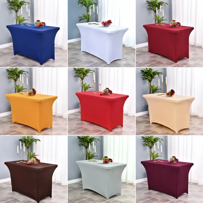 

4-8Ft Rectangular Fitted Spandex Tablecloths Wedding and Party Patio Table Covers Event Stretchable Tablecloth