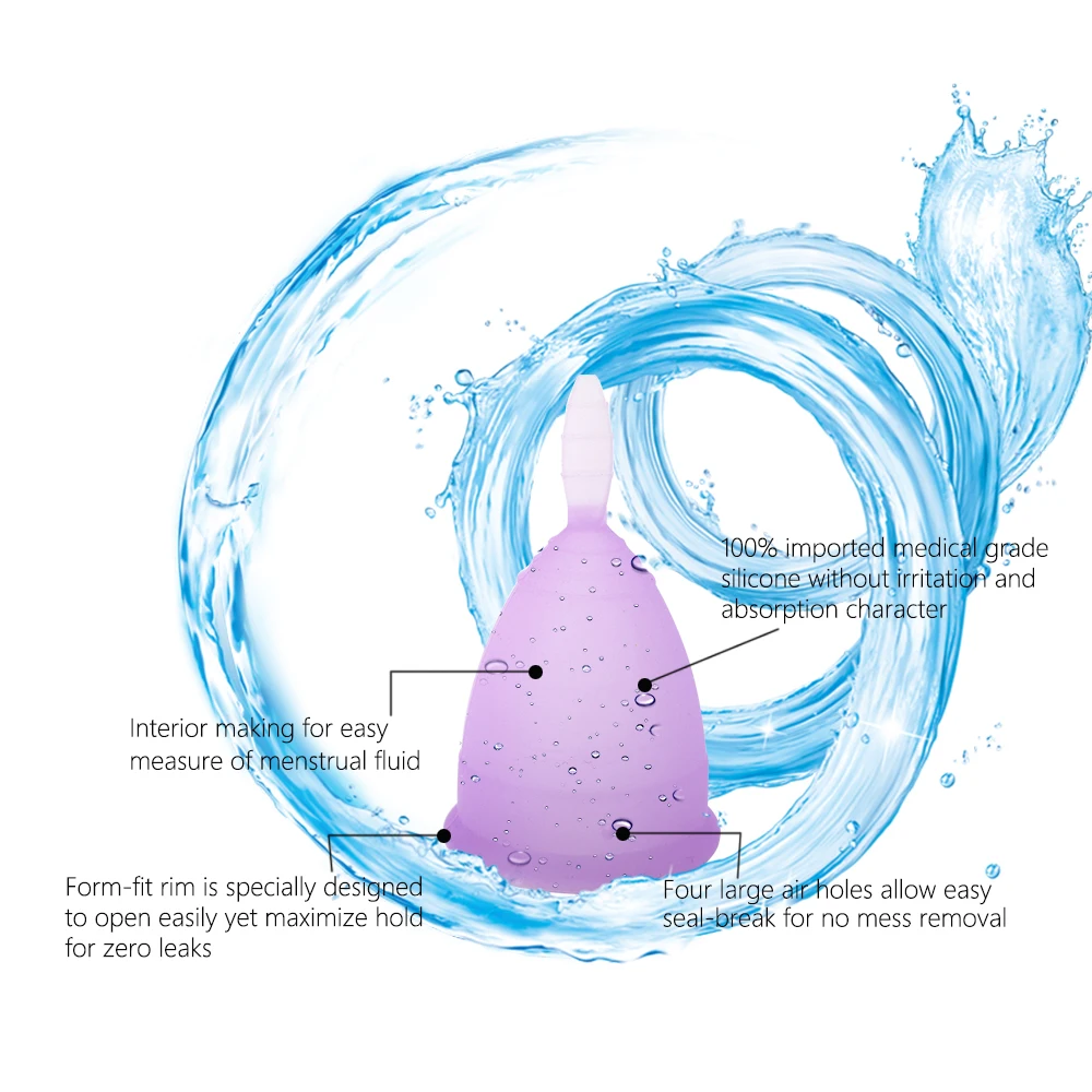 Medical Grade Silicone Menstrual Cup Set Feminine Hygiene Cups&Foldable Disinfection cup Menstrual Cup Coupe Menstruelle