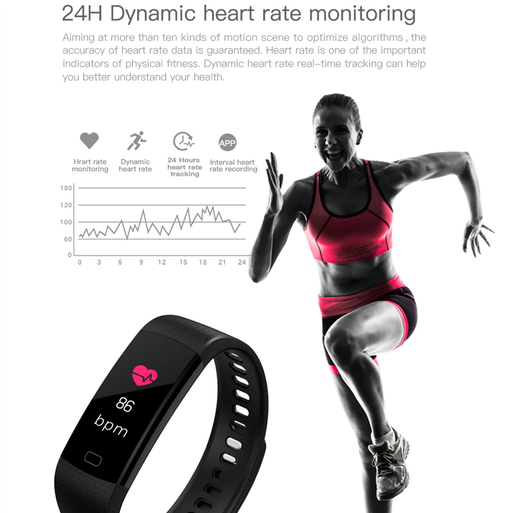 Y5 смарт Браслет фитнес трекер Смарт часы здоровье пульсометр кровяное давление