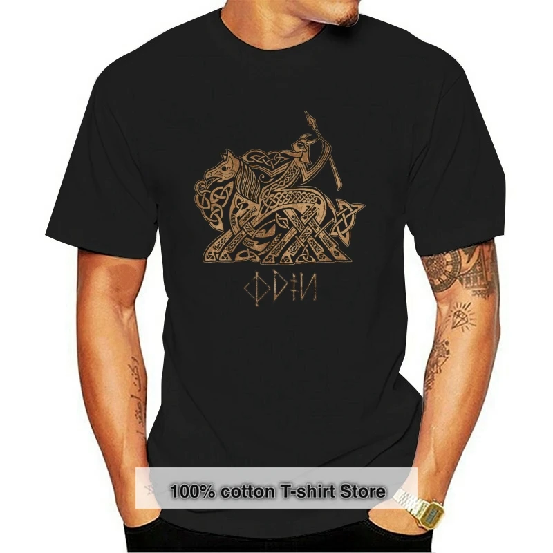 

Creative Odin Entering Valhalla Viking T-shirt Men Short Sleeve Organic Cotton Men Tshirt Tops Tee Big Size