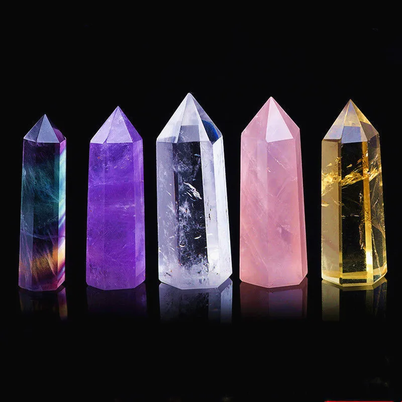 

1pcs 5-6cm Natural Crystal Column Ornaments 100% Natural Colorful Crystal Rough Stone Home Office Decoration Gifts