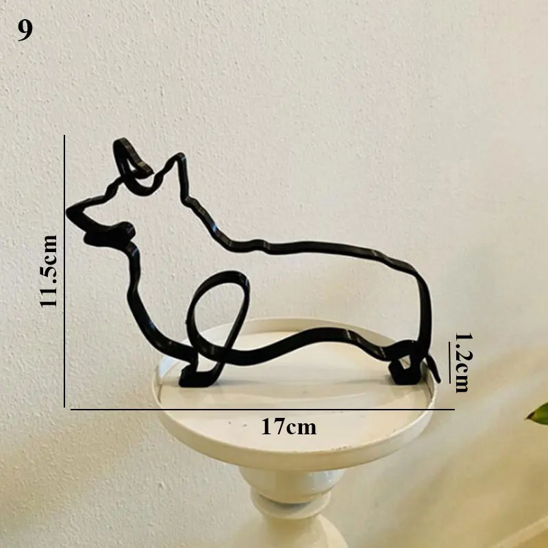 Домашняя искусственная скульптура минималистская кошка собака металлические