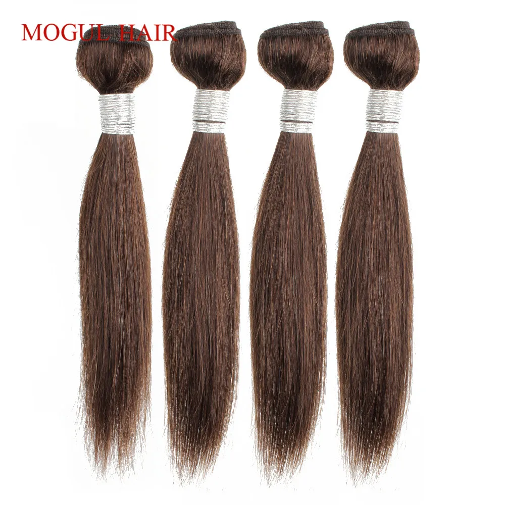 MOGUL волосы 50 г/шт. 4 пучка с 2x6 Ким К кружево Закрытие темно-коричневый бразильский прямой не Реми человеческие волосы Natual цвет 10-16 дюймов короткий Боб Стиль