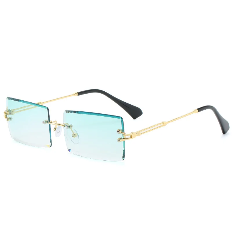 

New Rimless Rectangle Sunglasses Women Men Shades Brand Designer Gradient Sun Glasses Retro Frameless Sunglasses