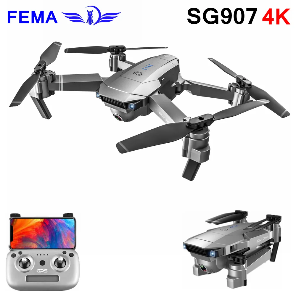 GPS Дрон FEMA SG907 с HD камерой 4K 1080P Wi Fi FPV RC профессиональный складной Квадрокоптер PK