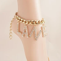 sexy ladies high heels anklets bulk gold initials personalized jewelry letters anklets leg bracelets