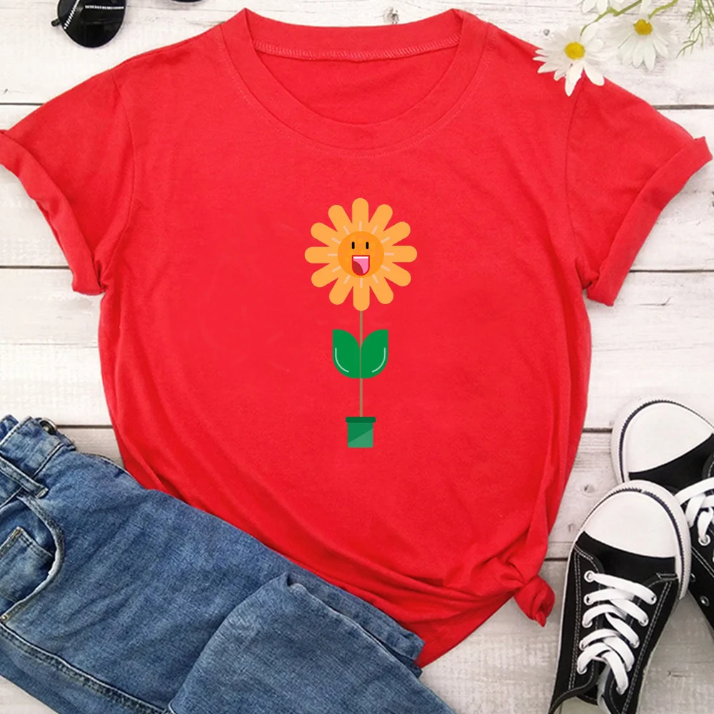 

Flower Tshirt for women round neck Korean fashion Top Basic tee 20369