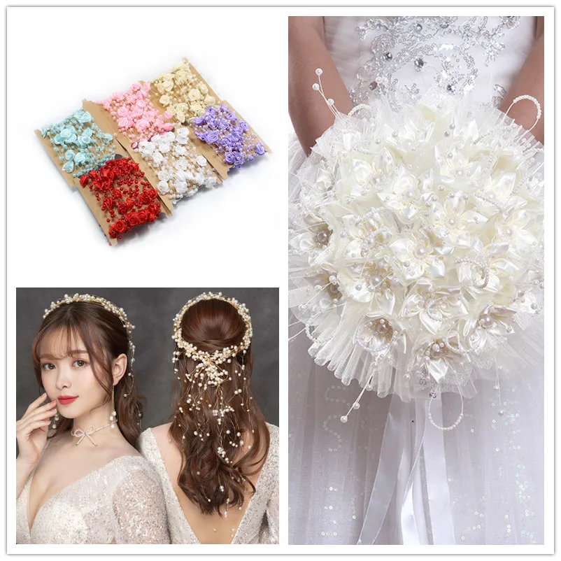 5m Artificial Flowers Pearls Beads Chain Garland Bride Bouquet DIY Wedding Decoration Bridal Shower To Be Mariage Decor | Дом и сад