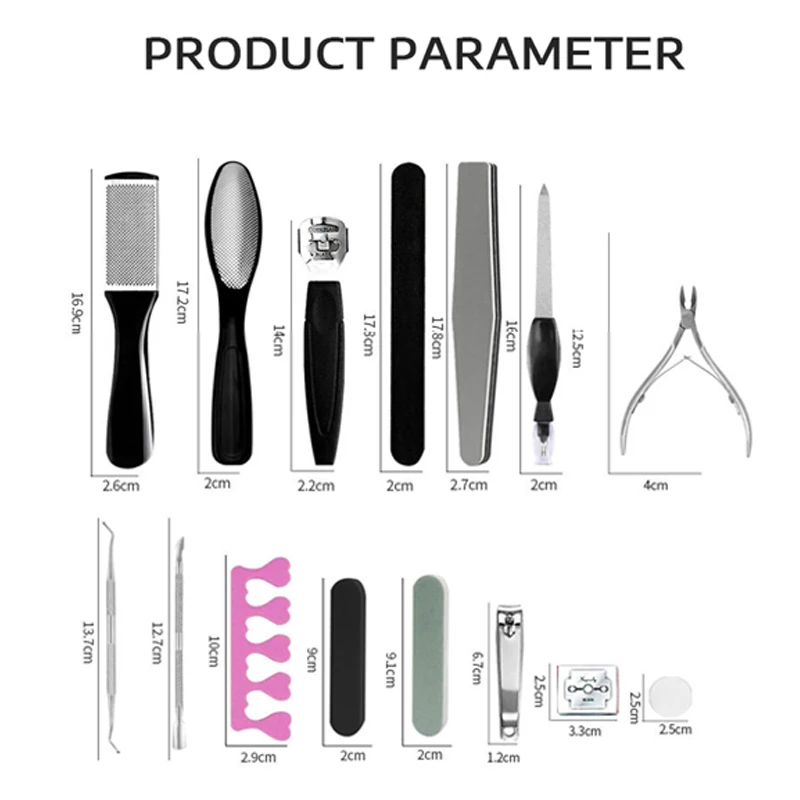 

20pcs/set Pedicure Tools Professional Foot Care File for Heels Grinding Scrubber Cutter Feet Care Kit for Pedicure Remove Callus