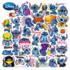 Disney, 50 шт в наборе, стежка мультфильм фон для детских фото в стиле детский Stitch Стикеры автомобиля Стикеры Чемодан Стикеры тележка Водонепроницаемый граффити Стикеры