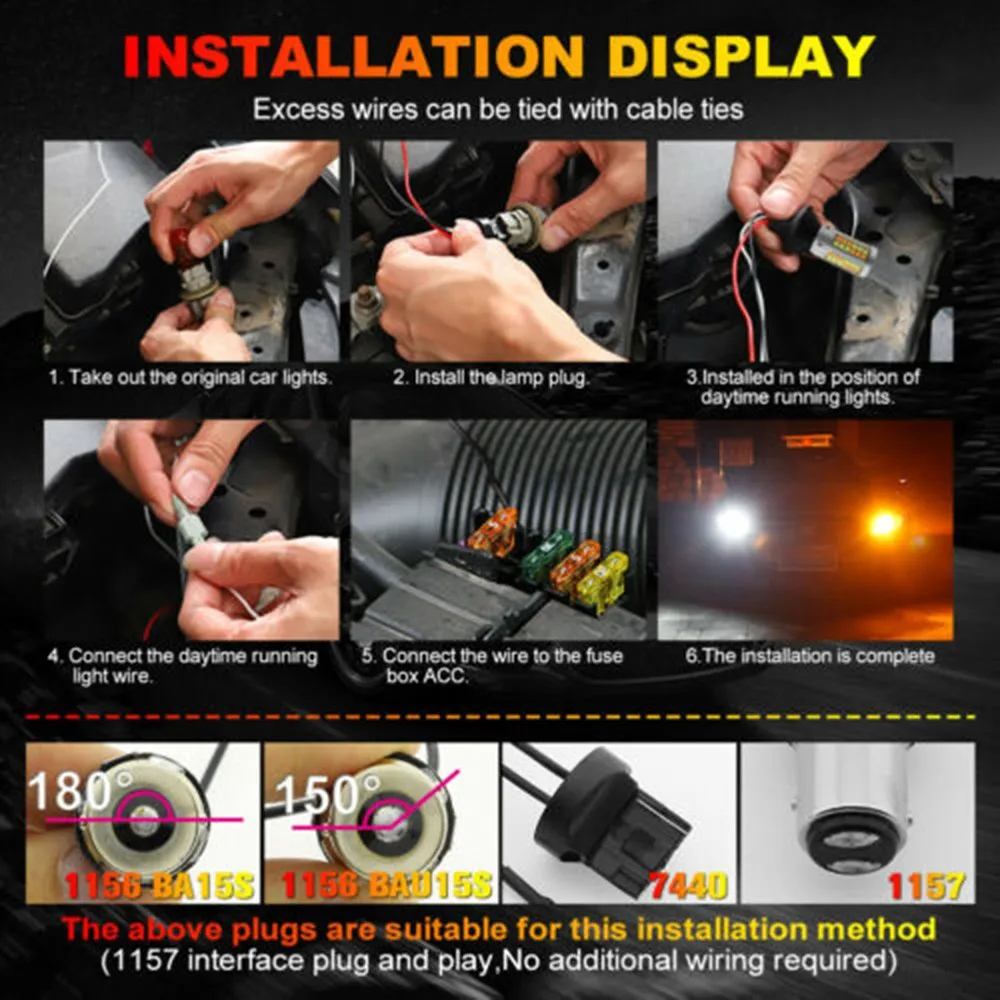 

Cars Bulbs Bulbs LED DRL Light Dual Color Parking Switchback Waterproof