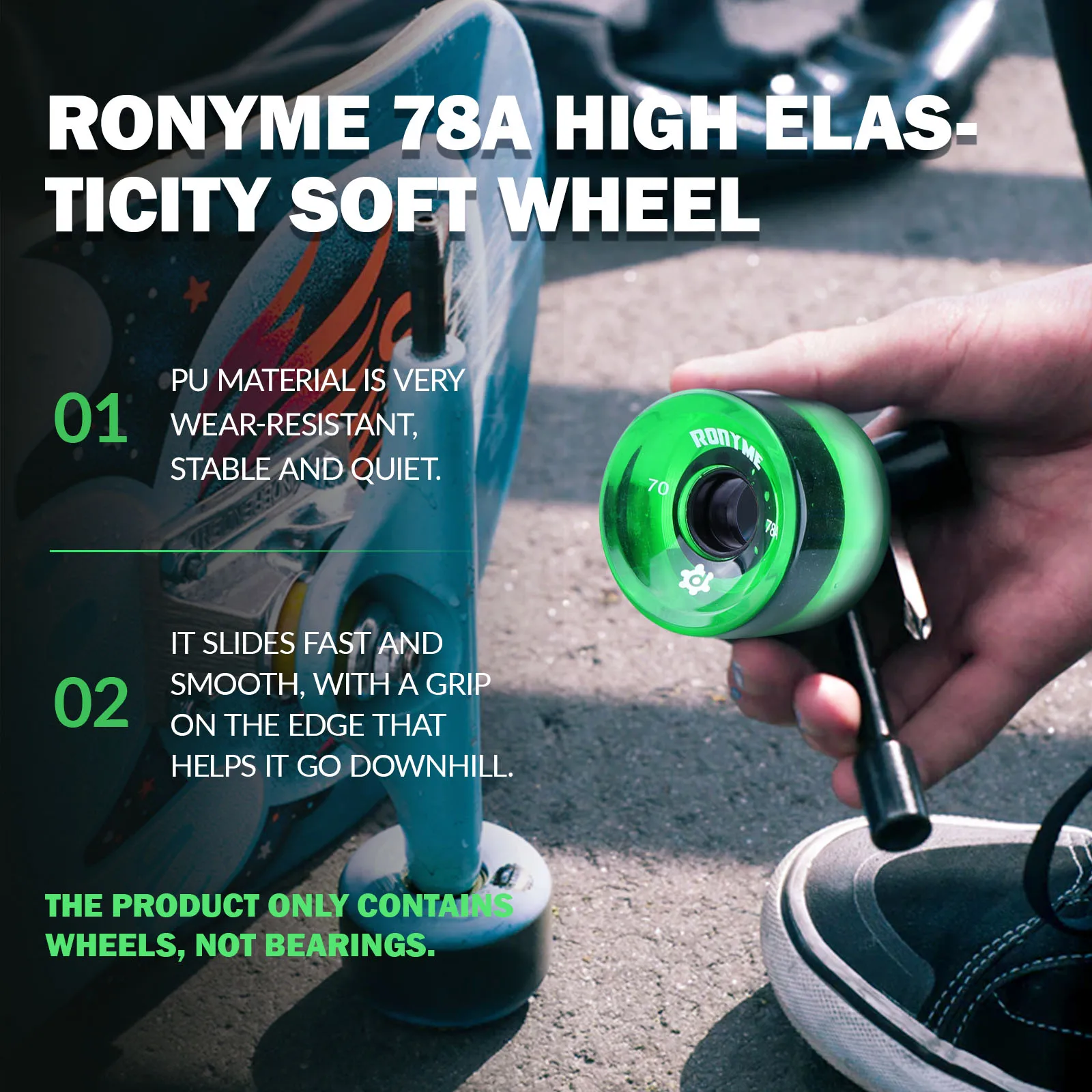 

Ronyme 78A ABEC-9, колеса для скейтборда, полиуретановые Высокопроизводительные роликовые колеса для Лонгборда, мини-технические запасные колеса ...