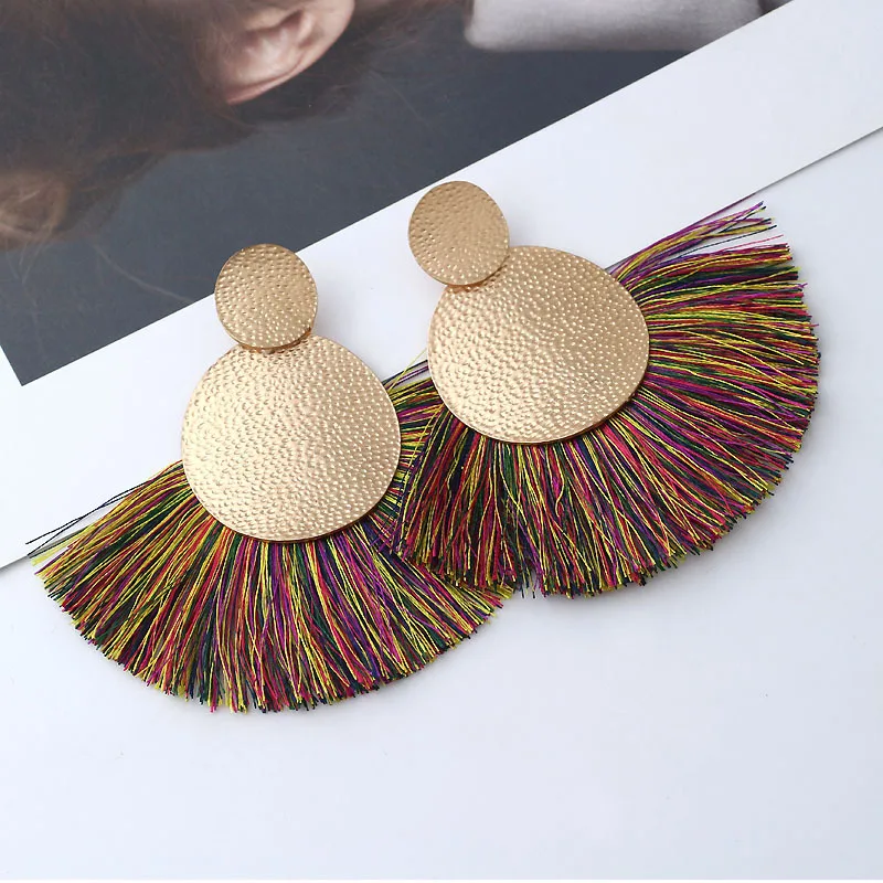 BTWGL модная обувь в богемном стиле с бахромой сплава серьги виде веера белые