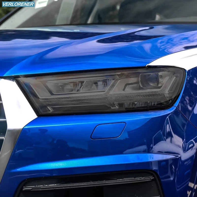 2 Pcs Car Headlight Protective Film Smoked Black Tint Wrap Vinyl Transparent TPU Sticker For Audi Q7 SQ7 4M 2016-2019 2 Pcs Car Headlight Protective Film Smoked Black Tint Wrap Vinyl Transparent TPU Sticker For Audi Q7 SQ7 4M 2016-2019
