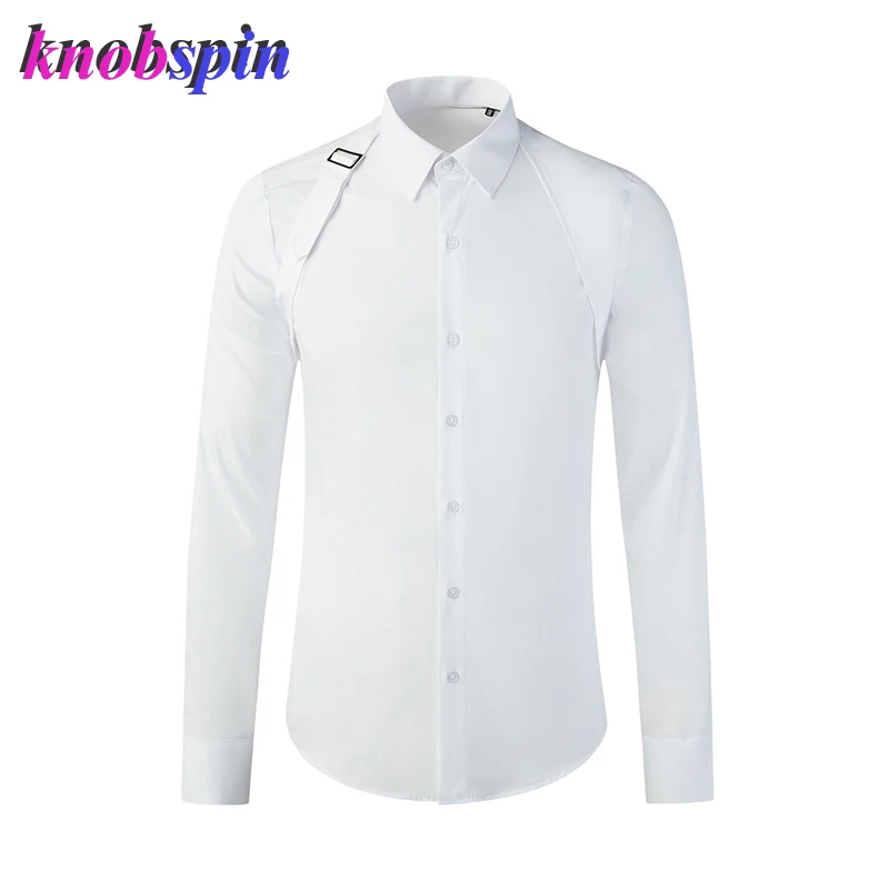 

Brand Business Men Shirt Trendy Solid Long Sleeve Male Dress Shirts Turn-over Collar Slim Cotton Chemise Homme Plus Size M-XXXL