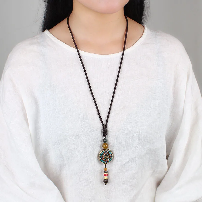 Новый Винтажный непальский длинный буддийский деревянный кулон и ожерелье из