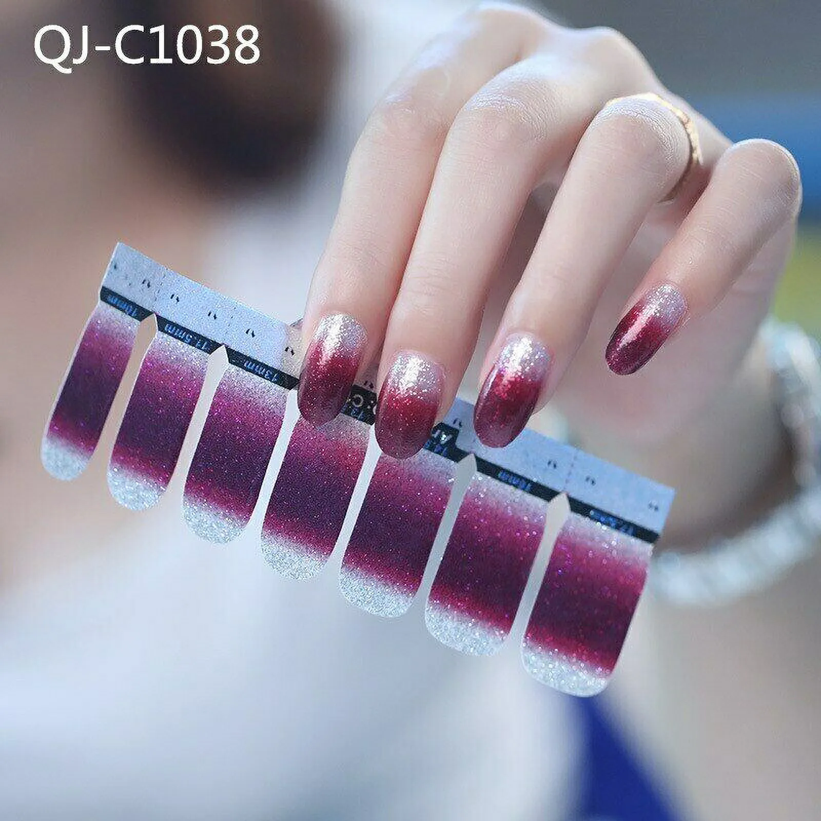 

14 Pieces Of Glitter Nail Stickers Decoration Gradient Nail Stickers Girls Designer Self Adhesive DIY Fashion Manicure Tools