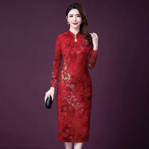 Новинка Осень 2021 супер модное платье Ципао с воротником стойкой для женщин