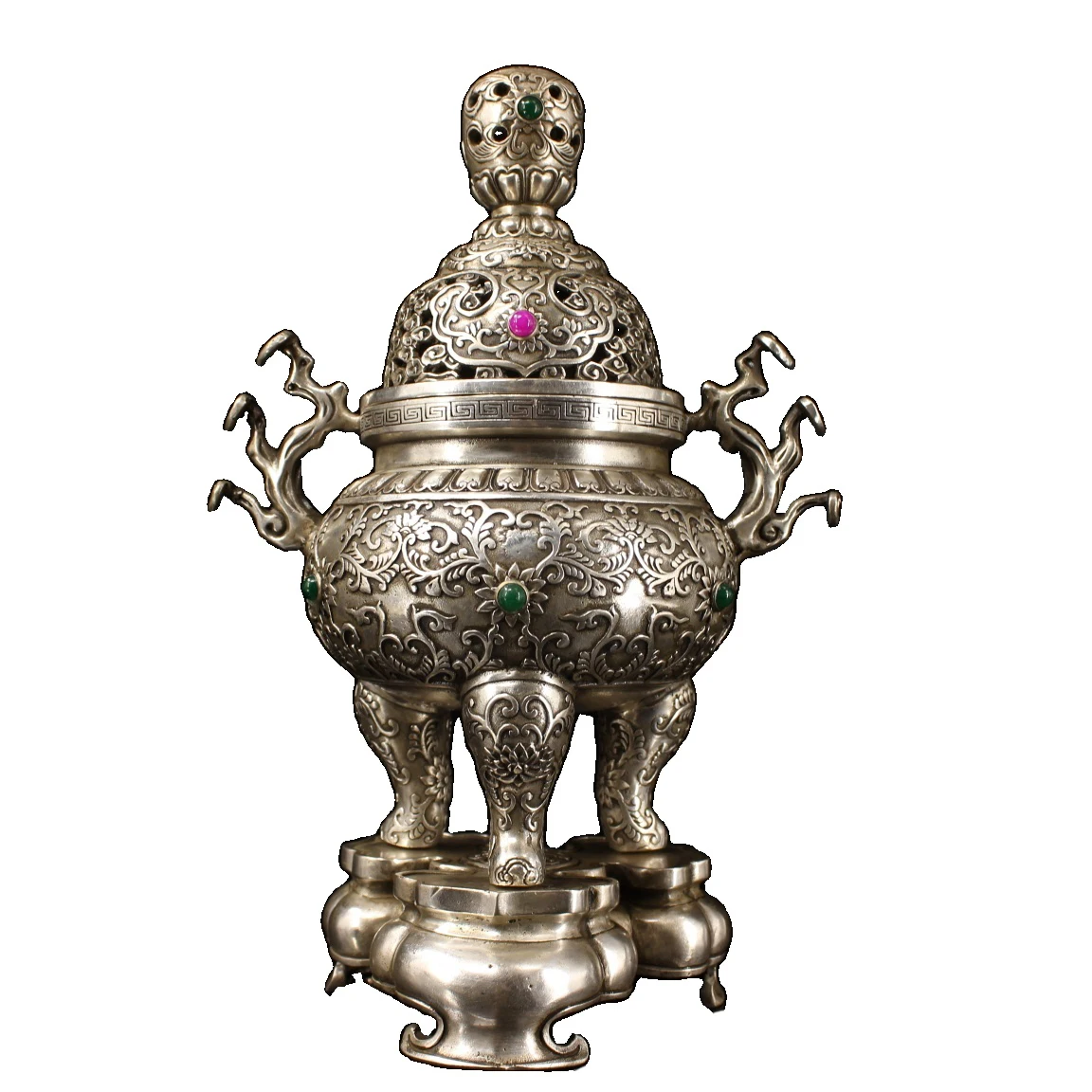 

Laojunlu ручная работа, набор драгоценных камней, Позолоченная серебряная курильница в чистой искусственной коллекции шедевров одиночной