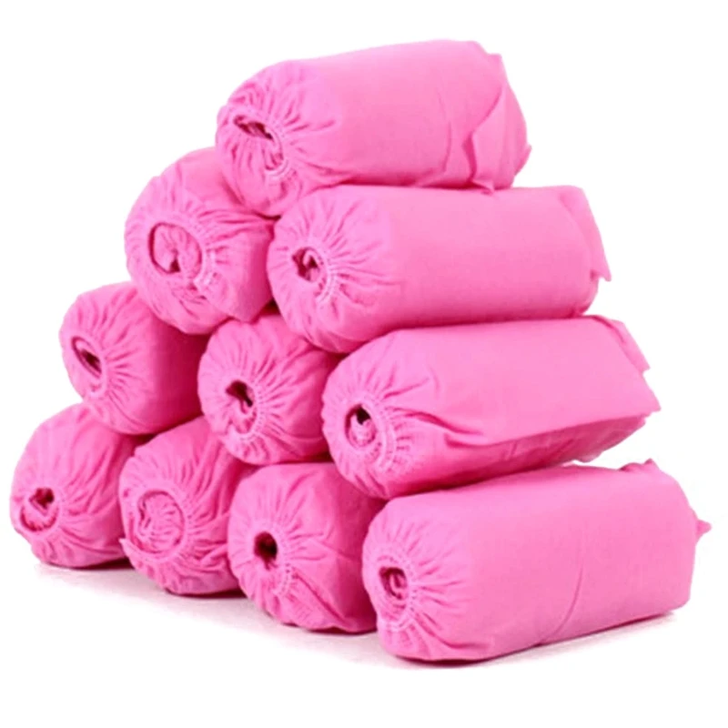 

FGGS-100PCS Non-Woven Shoe Cover Disposable Dust-Proof Non-Slip Shoes Protection Shoe Cover Pink