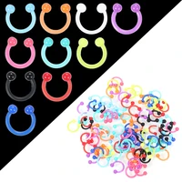 100pcslot acrylic nose septum ring eyebrow rings lip helix ear cartilage piercing circular barbell horseshoe stud body jewelry