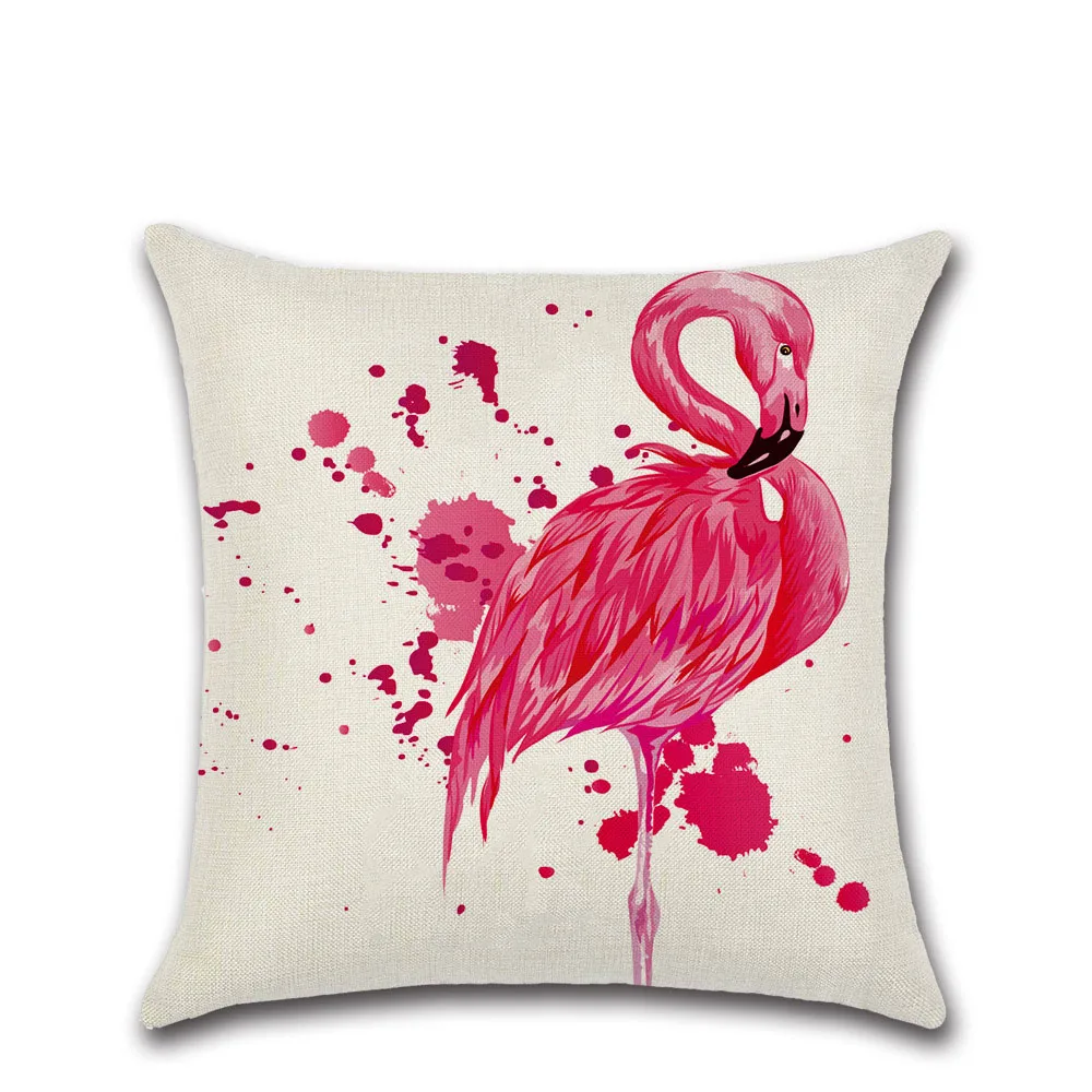 Зеленый лист льняная Наволочка на подушку Подушка Чехол Фламинго узор размером