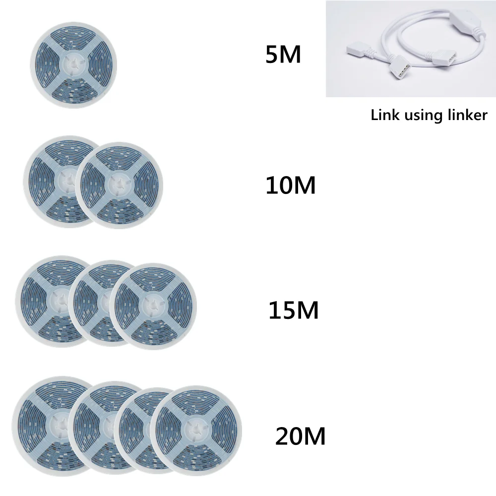 

LED Strip Lights RGB5050 Bluetooth Luces Led SMD2835 Flexible Waterproof Tape Diode 5M 10M 15M 20M 12V Remote Control DC Adapter