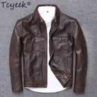 Мужская кожаная куртка Tcyeek, куртка из натуральной коровьей кожи на осень и зиму, 100%, уличная одежда, 2020