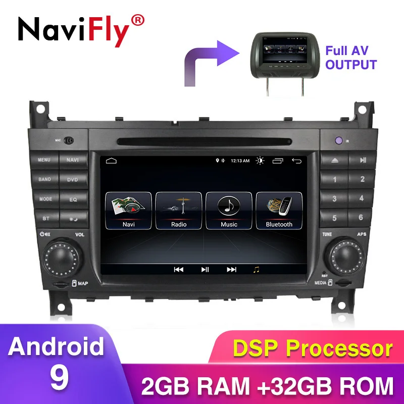 Android 9 четырехъядерный HD Автомобильный dvd-плеер с экраном gps для Benz C Class W203 2004-2007 c200 CLK W209 16G карта