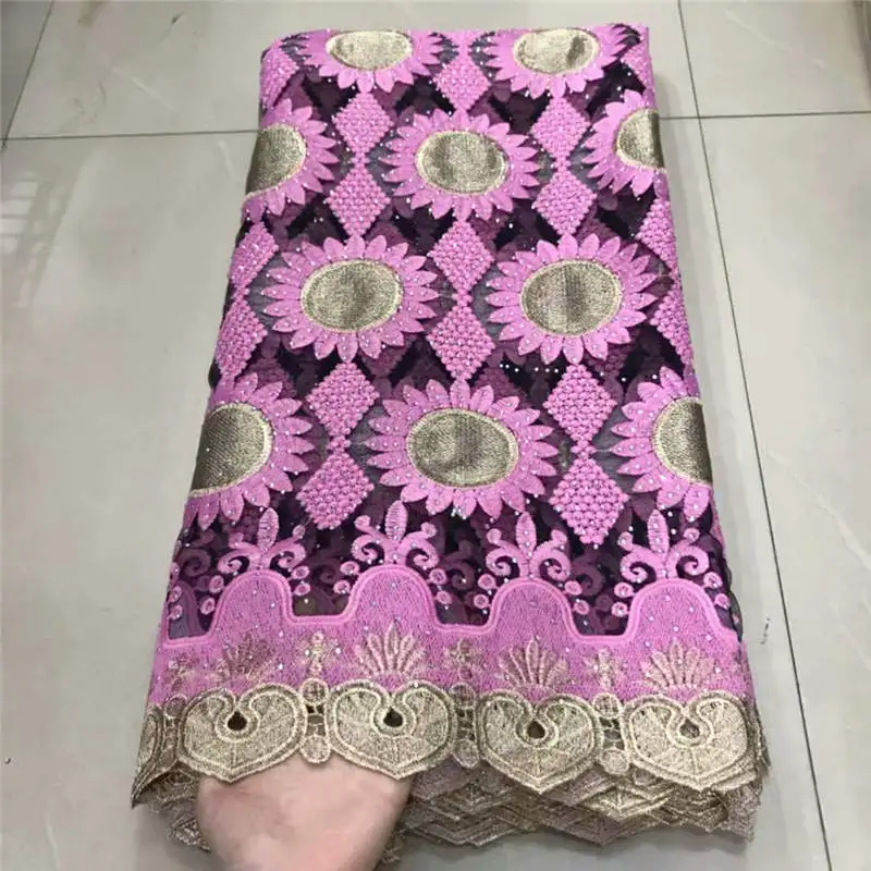 

Latest African Lace Fabrics With High Quality Embroidered Guipure Lace French Tulle Lace Fabric Of 5 Yards! ZQF10227