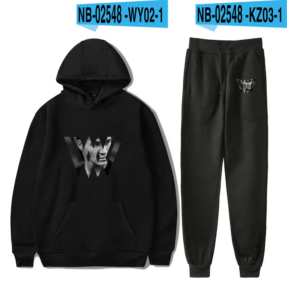 

Wincent Weiss Весенняя универсальная Повседневная Спортивная Толстовка спортивная толстовка и брюки костюм из двух предметов