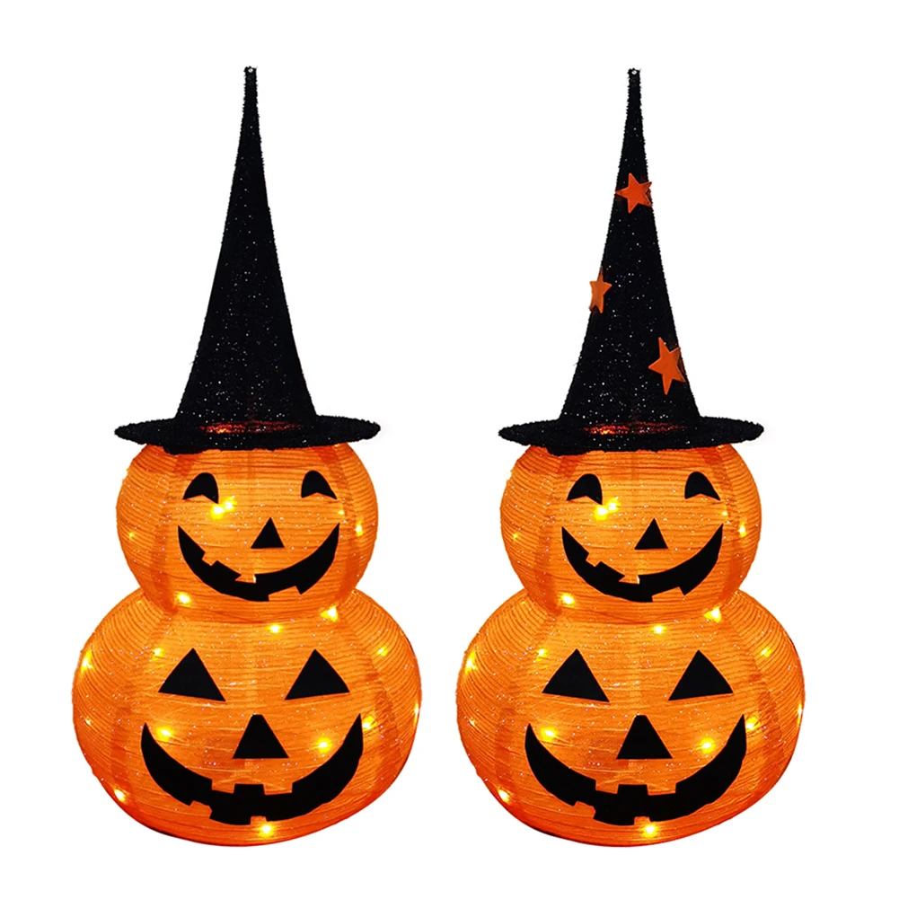 

50led Halloween Folding Pumpkin Paper Lantern Luminous Hanging Light Indoor Outdoor Ghost Festival Party Atmosphere Decor Light