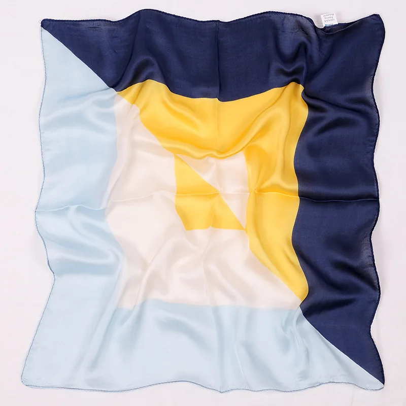 

2020 autumn simple style new silk satin color matching stripes imitation silk small square scarf dual-use bib decoration headban