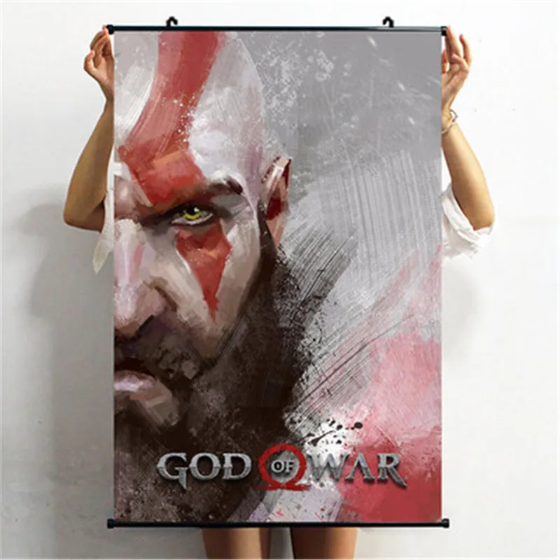 60X40CM God of War Kratos плакат декоративной живописи ткань прокрутки живопись спальня настенные вешалки фигурка модель X2307 - Цвет: 60X40CM