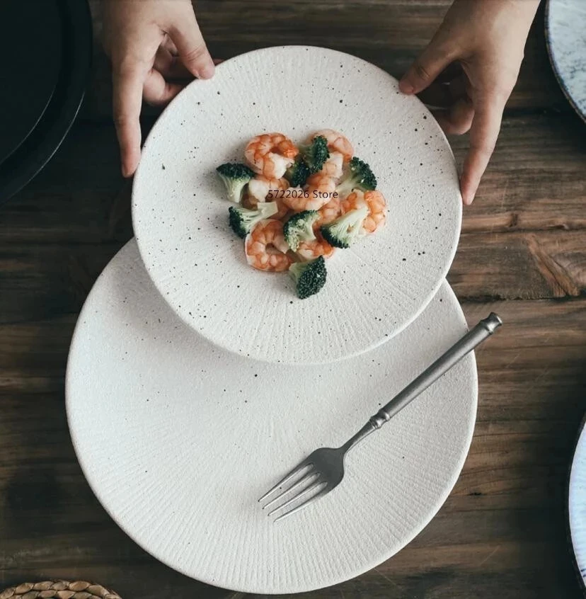 

Японская керамическая тарелка, тарелка для стейка, тарелка для завтрака, креативная ретро-тарелка для ресторана, Сервировочная тарелка, ком...