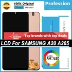 100% Оригинальный 6,4 ''AMOLED дисплей для Samsung Galaxy A20 2019 A205F SM-A205F ЖК сенсорный экран дигитайзер в сборе запасные части