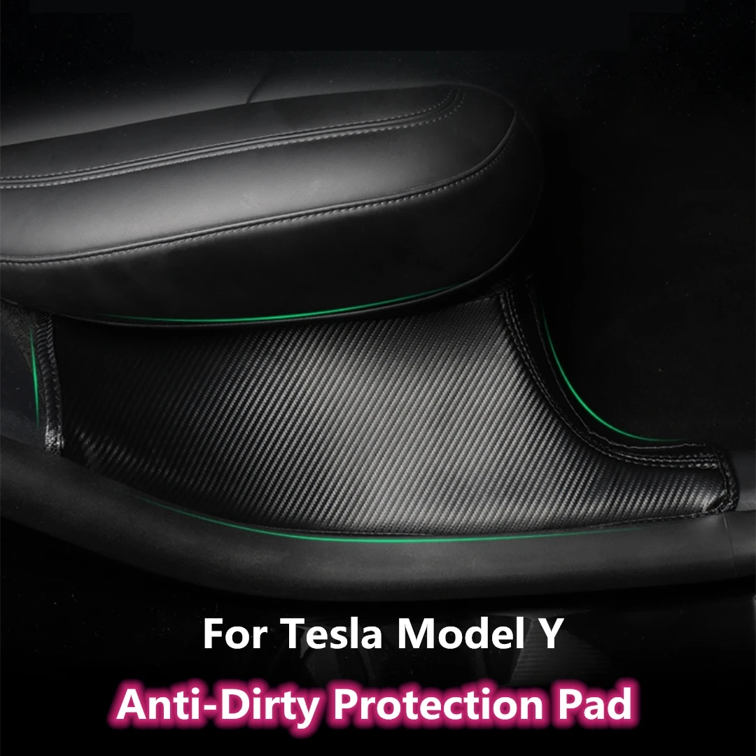

2021 New For Tesla Model Y Rear Door Sill Leather Protective Anti Kick Pad Hidden Protection Car Modified Decorative Accessories