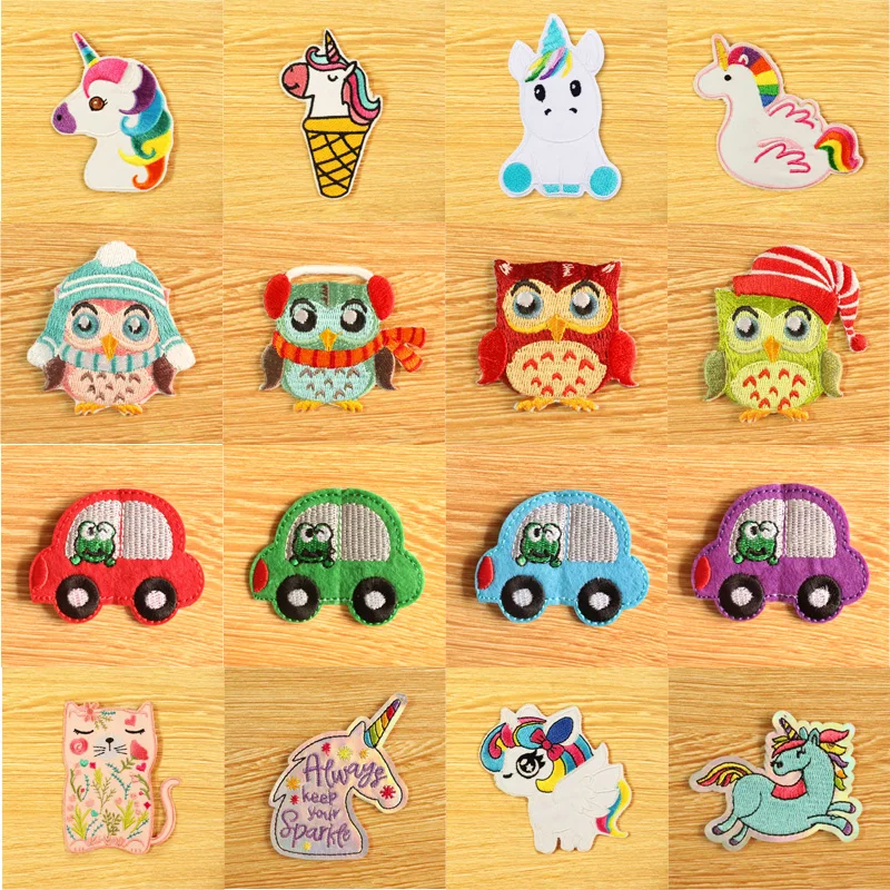 Нашивки для одежды с изображением животных из мультфильма в форме единорога