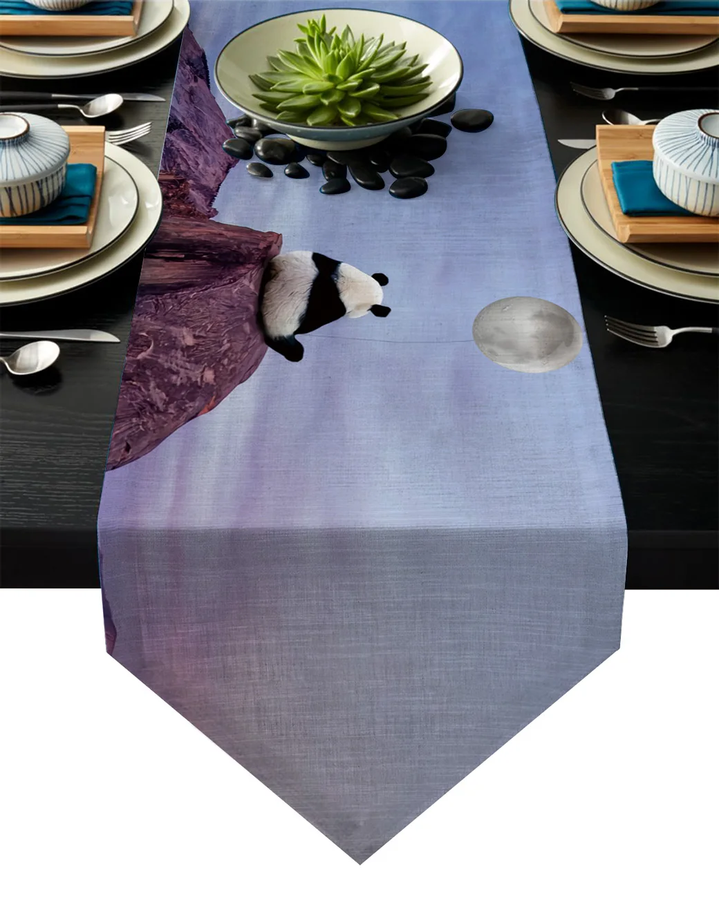 

Small Mountain Sunset Panda Balloon Table Runner Table Flag Home Party Decorative Tablecloth Table Runners