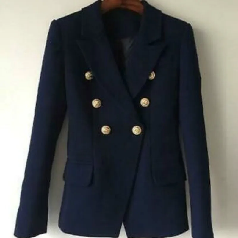 

Autumn Fashion Womens Suit Inspired Double Breasted Office Blazer Gold Buttons Coat 2020 New Hot Jacket Women Clothes Outwear