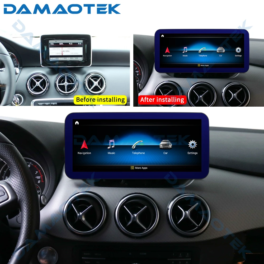 Антибликовый экран DamaoTek Android 10 0 12 3 дюйма GPS-навигация для Mercedes-Benz A W176 CLA C117 GLA X156