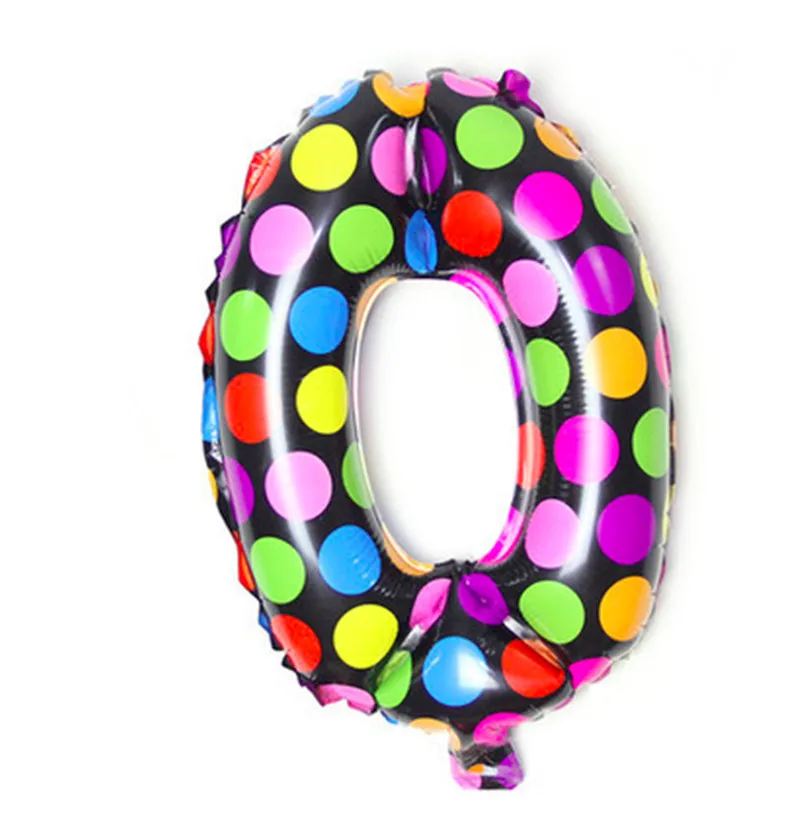 Цветные фольгированные шары в горошек цифры 0 1 2 3 4 5 6 7 8 9 виде фигурок мячи для