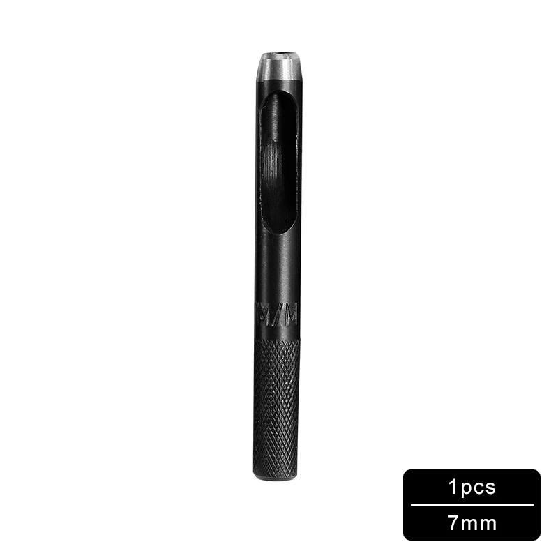 1PCS 7mm MIUSIE 1 шт. 10 размер Круглый углеродистая сталь Кожа ремесло хвостовик полый дырокол 1 мм-10 мм для кожаного ремня полоса прокладки инструменты - Цвет: 1PCS 7mm